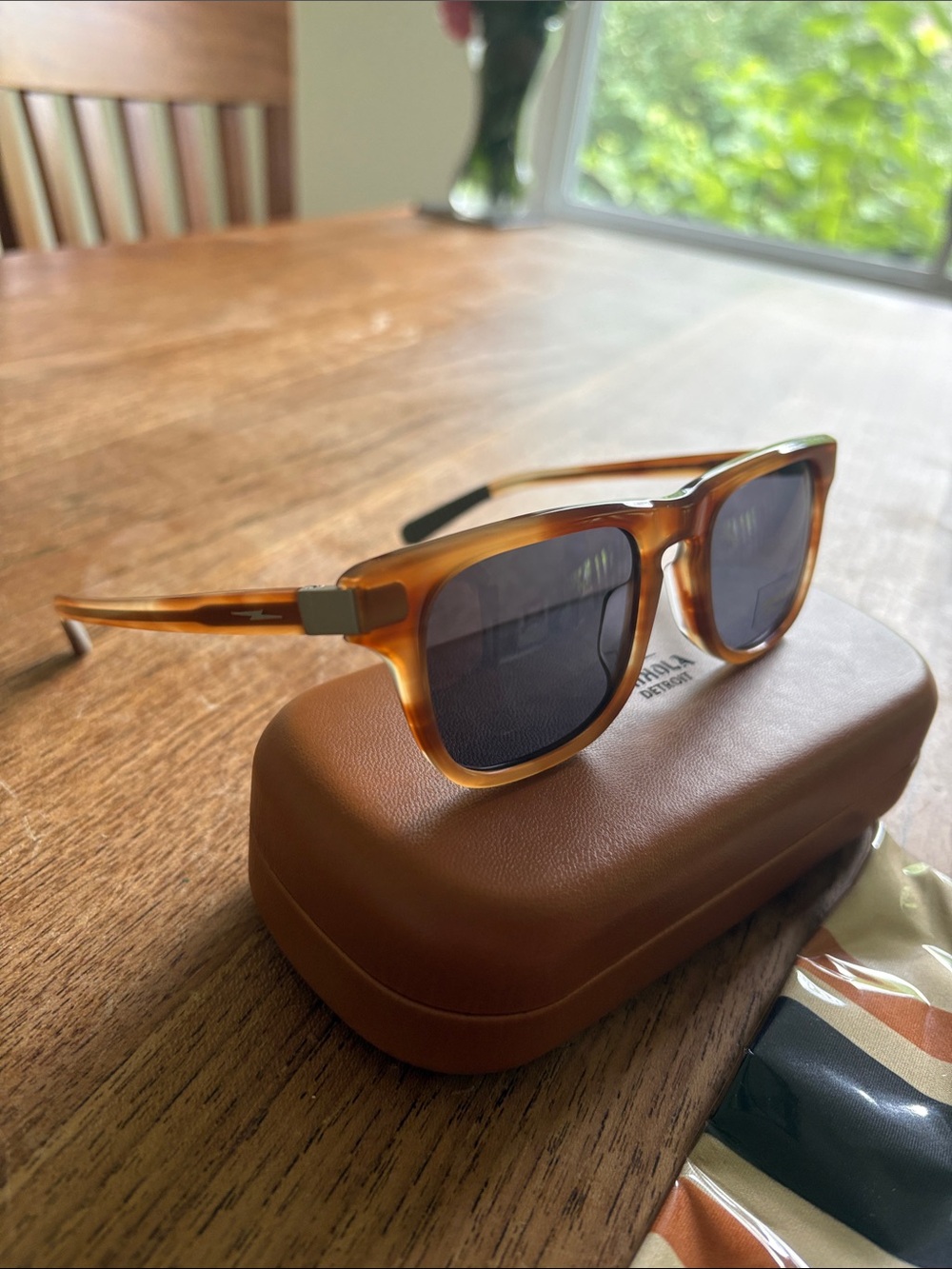 Shinola Tortoiseshell Sunglasses with Tan Case - Picture 4 of 6